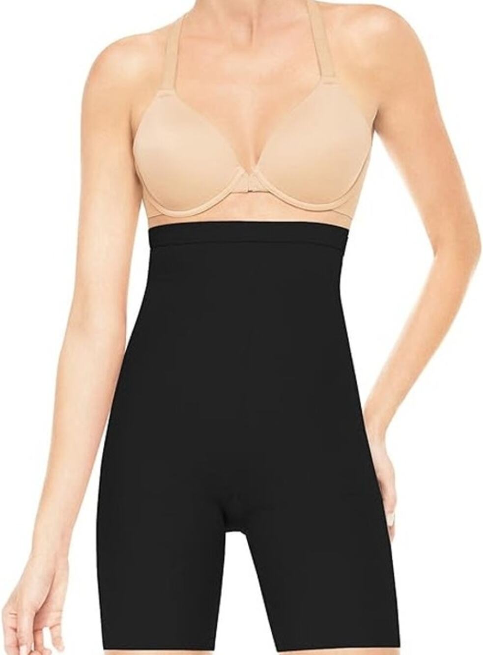 Spanx Assets Red Hot Firm Control High Waist Mid Thigh Shaper Black Medium